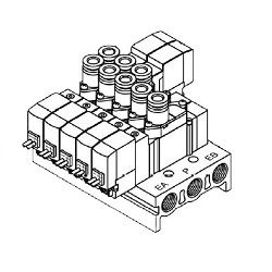  3-Port Solenoid Valve, SY300/SY500 Series, 5 Port Solenoid Valve Manifold Mixed Mounting Type - SMC 