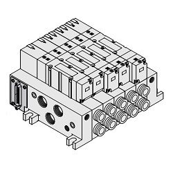  5-Port Solenoid Valve, Tấm Đế Mounted Type, Plug-in Unit, VQ4000 Series, Manifold, F Kit - SMC 