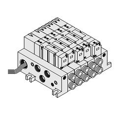  5-Port Solenoid Valve, Tấm Đế Mounted Type, Plug-in Unit, VQ4000 Series, Manifold, L Kit - SMC 