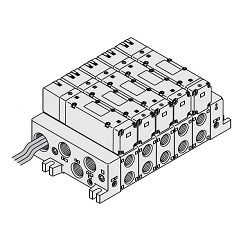  5-Port Solenoid Valve, Tấm Đế Mounted Type, Plug-in Unit, VQ5000 Series, Manifold, L Kit - SMC 