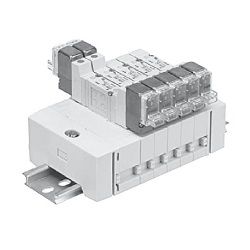  5-Port Solenoid Valve, SY3000/5000 Series, Base Mounted Type Manifold, Stacking Type Base, DIN Rail Mounting Type, Individual Wiring Type - SMC 