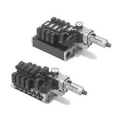 Van Điện Từ 5 Cổng, Loại Thí Điểm, Loại Cắm / Loại Không Cắm, Sê-ri VFR3000, Manifold With Điều Khiển Unit - SMC 