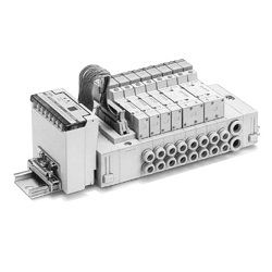  5-Port Solenoid Valve, SY3000/5000 Series, EX121 Compatible, Base Mounted Type Manifold, Stacking Type Base, DIN Rail Mounting Type - SMC 