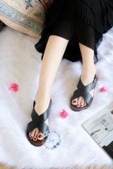 Dép Sandal Nữ Đế Bệt Quai Bản To Có Bigsize HISHOO S002