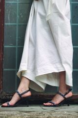 Giày Sandal Cao Gót 7cm Quai Mảnh Đính Đá Hishoo S148