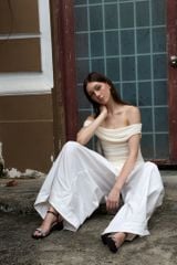 Giày Sandal Cao Gót Đế Vuông 5cm Quai Mảnh Đính Xoàn Hishoo S125