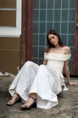 Giày Sandal Cao Gót Đế Vuông 5cm Quai Mảnh Đính Xoàn Hishoo S125