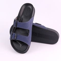 Dép quai ngang Da Bò LỘN 2 Khoá HISHOO D114