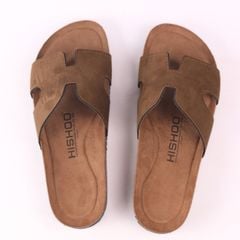 Dép đế trấu birken bé trai bé gái Chữ H da lộn premium HISHOO H095