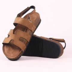 Dép đế trấu birken sandal Chữ H da lộn premium HISHOO H115