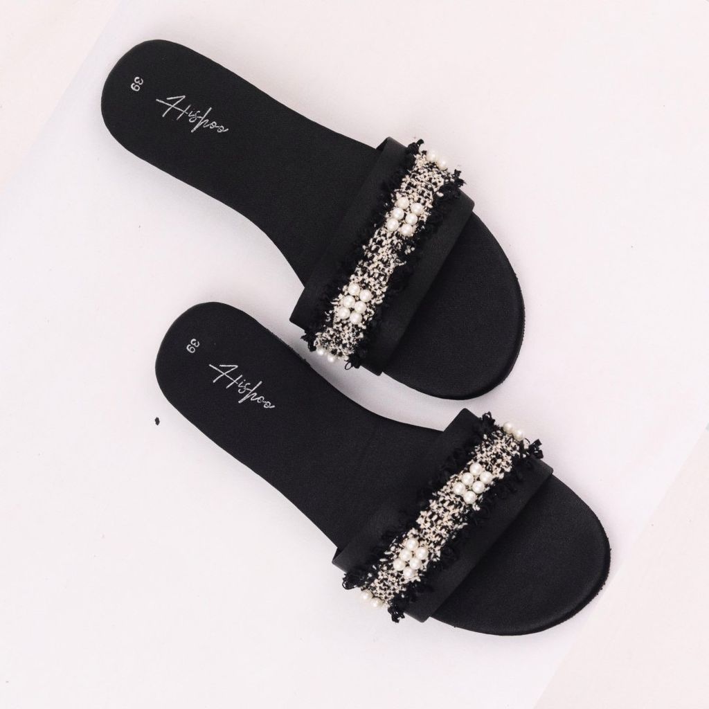 Dép Lê Nữ Đế Bệt Quai Ngang Đính Đá Có Bigsize HISHOO S063