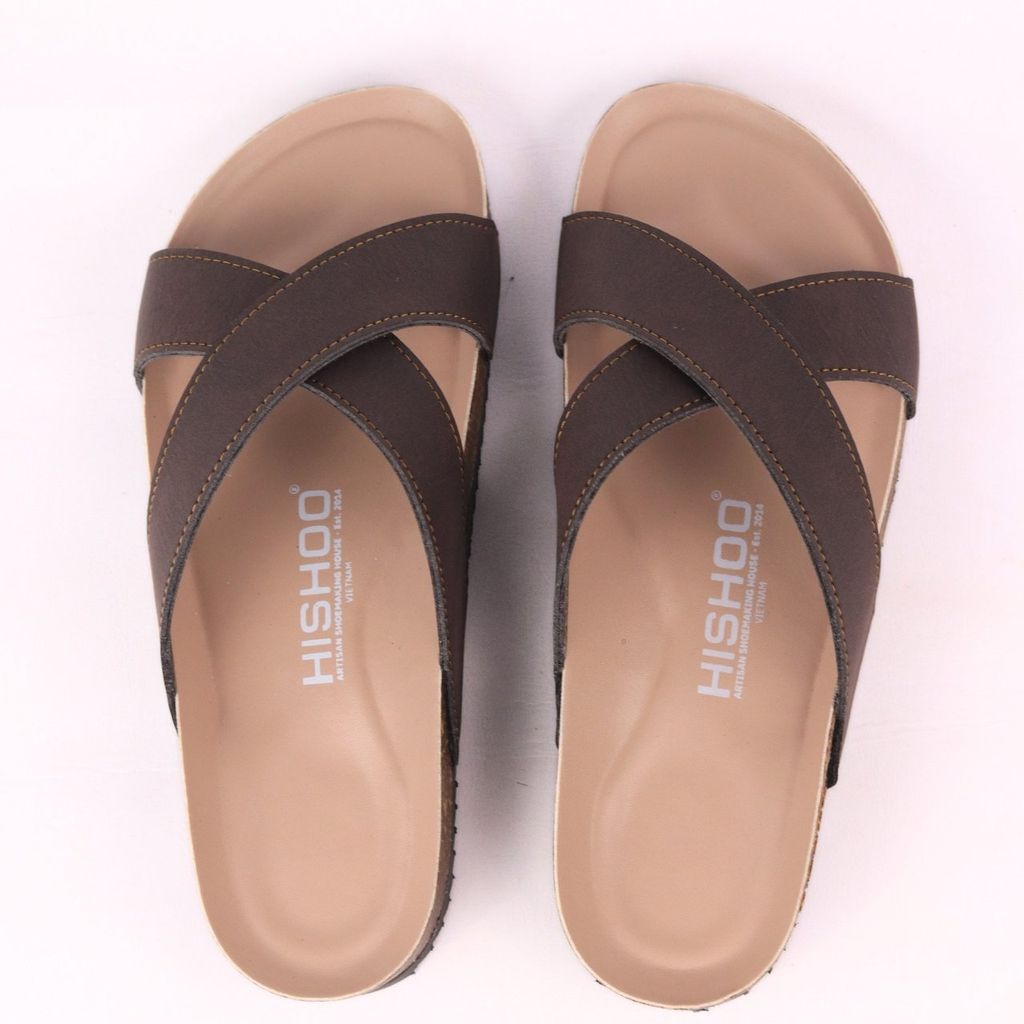 Dép đế trấu birken bé trai bé gái quai ngang chéo premium HISHOO B096