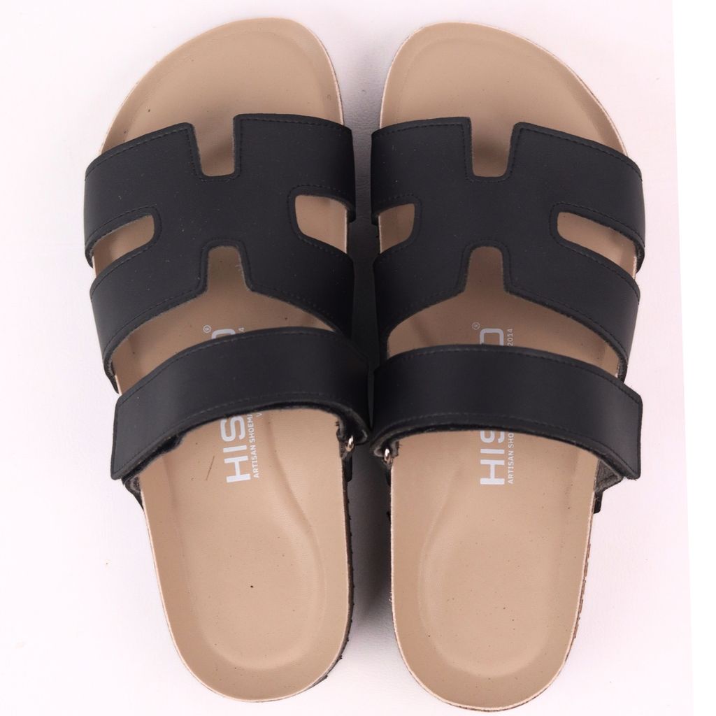 Dép đế trấu birken Chữ H Sandal quai ngang bản premium HISHOO B104