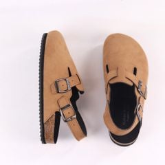 Dép đế trấu Sandal sục Boston Sandal quai ngang da lộn HISHOO R111