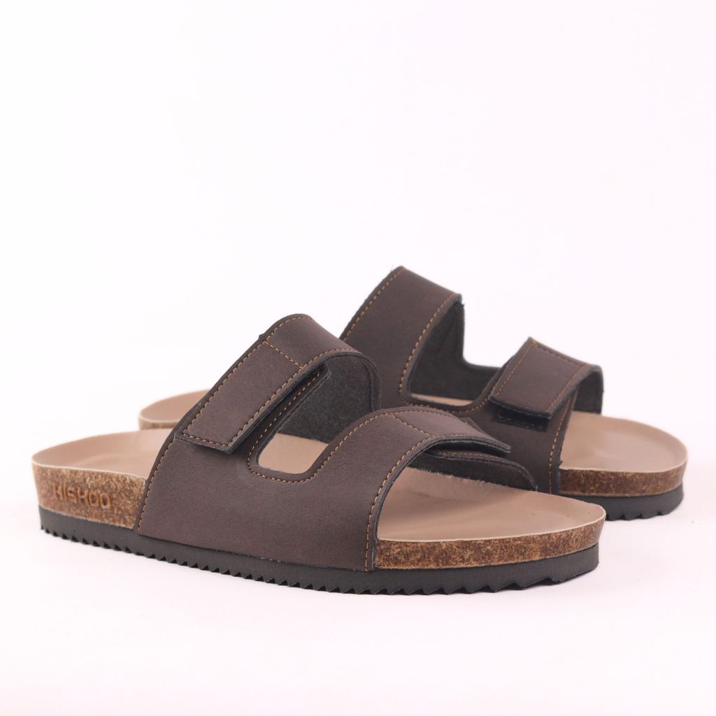 Dép đế trấu birken quai ngang xé dán premium HISHOO B105