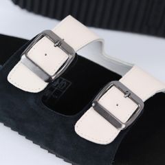 Dép đế trấu birken Da hiếm 2 khoá Hishoo M107