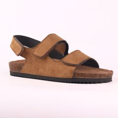 Dép đế trấu birken quai ngang sandal xé dán da lộn premium HISHOO H110