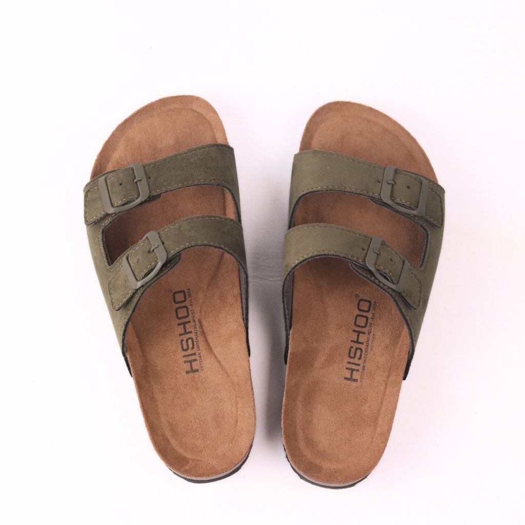 Dép đế trấu birken bé trai bé gái 2 khoá da lộn premium HISHOO H093