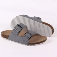 Dép đế trấu birken quai ngang 2 khoá da lộn HISHOO R093