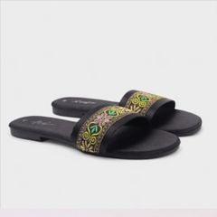 Dép Lê Nữ Quai Ngang Phối Thổ Cẩm Có Bigsize Hishoo S079