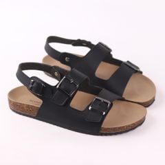Dép đế trấu Sandal birken quai ngang 2 khoá da bò HISHOO M102
