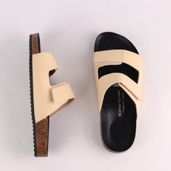 Dép đế trấu birken quai ngang xé dán MẶT ĐEN HISHOO S105