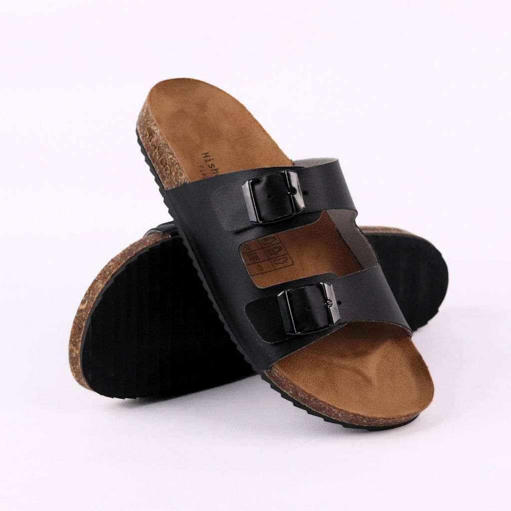 Dép đế trấu birken quai ngang 2 khoá lót da lộn S093