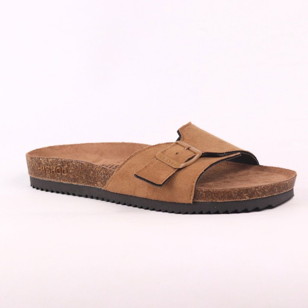 Dép đế trấu birken 1 khoá da lộn premium HISHOO H113