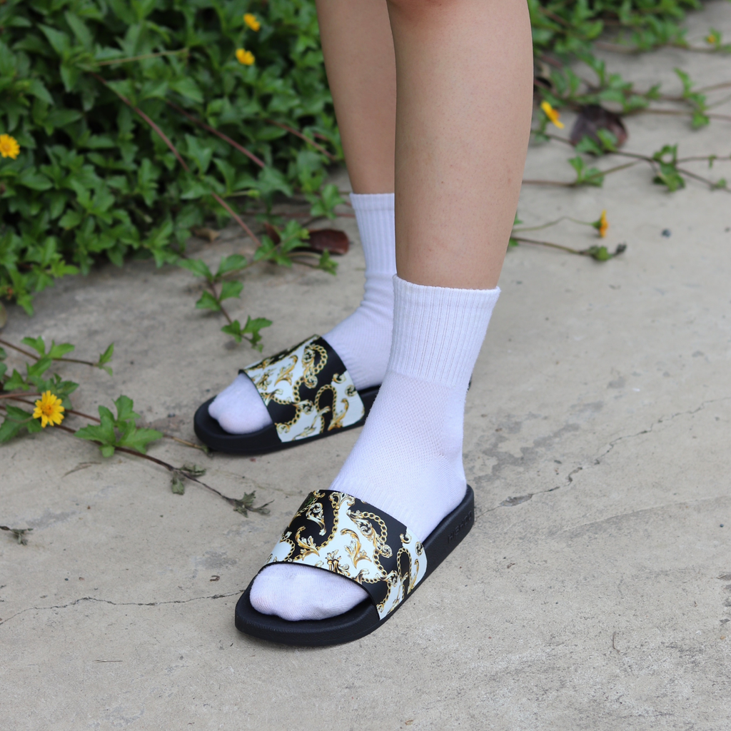 Dép quai ngang da bò In Hình Họa Tiết Phục Hưng HISHOO U113