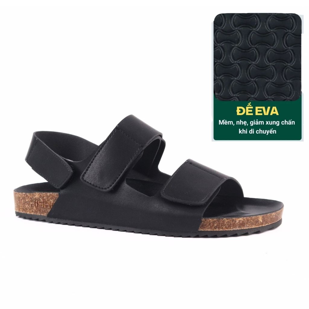 Dép đế trấu Sandal birken quai ngang da bò HISHOO M110