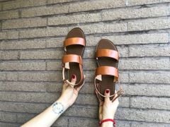 Giày Sandal Nữ Quai Ngang Da Mềm Có Bigsize Hishoo S050
