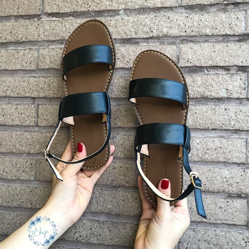 Giày Sandal Nữ Quai Ngang Da Mềm Có Bigsize Hishoo S050