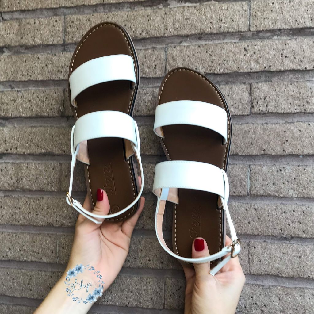 Giày Sandal Nữ Quai Ngang Da Mềm Có Bigsize Hishoo S050
