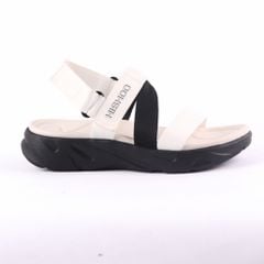 Giày Đi Học Sandal Đế Đen Mặt Trắng Quai Dù HISHOO F003