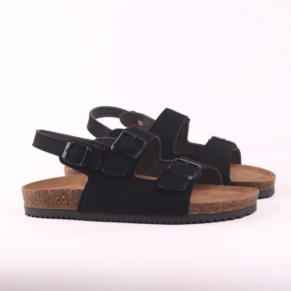 Dép đế trấu sandal birken quai ngang 2 khoá premium HISHOO H102