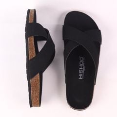 Dép đế trấu birken quai ngang chéo da lộn HISHOO R096
