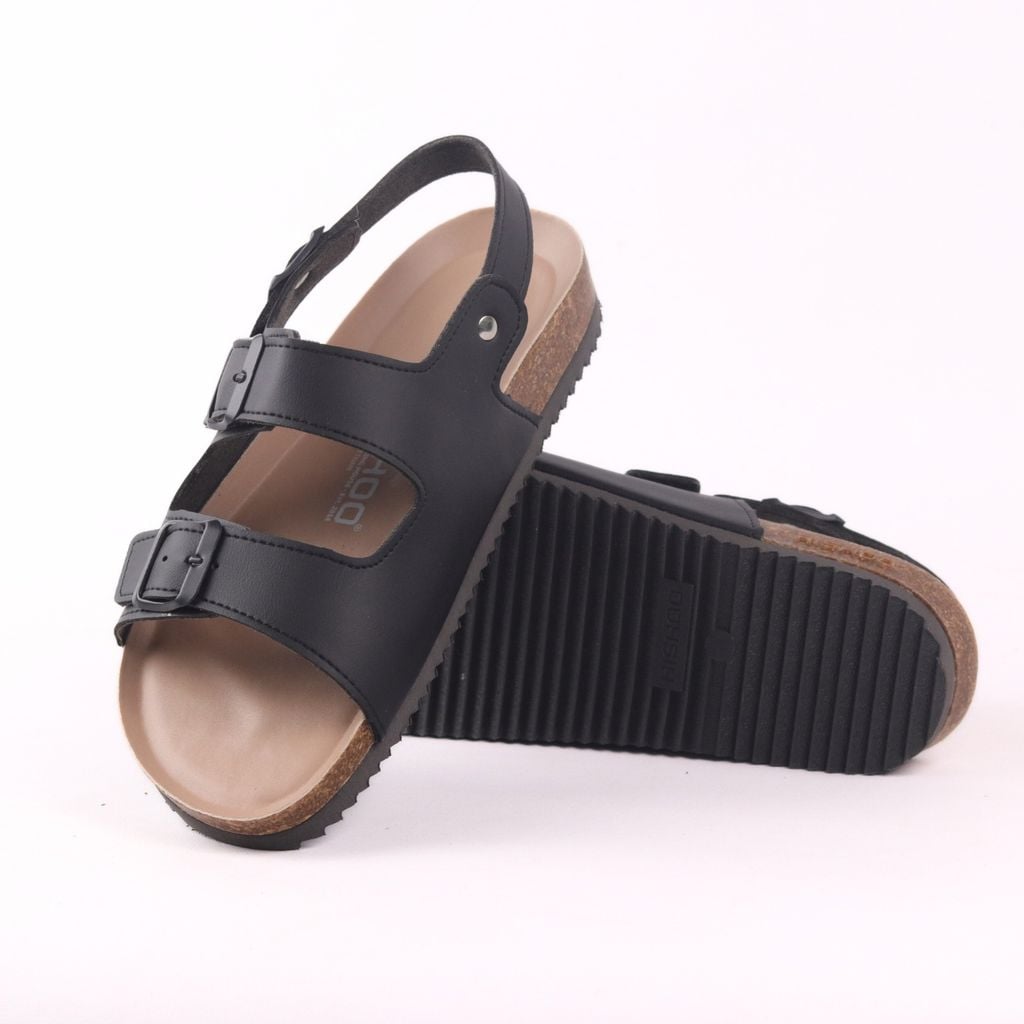 Dép đế trấu sandal birken quai ngang 2 khoá premium HISHOO B102