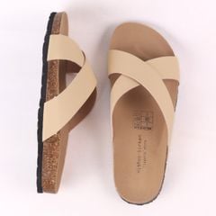 Dép đế trấu birken quai ngang chéo MẶT ĐEN HISHOO S096