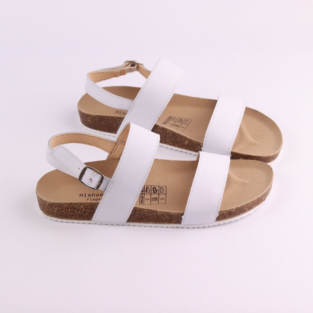 Dép đế trấu Sandal birken quai ngang da bò HISHOO M050