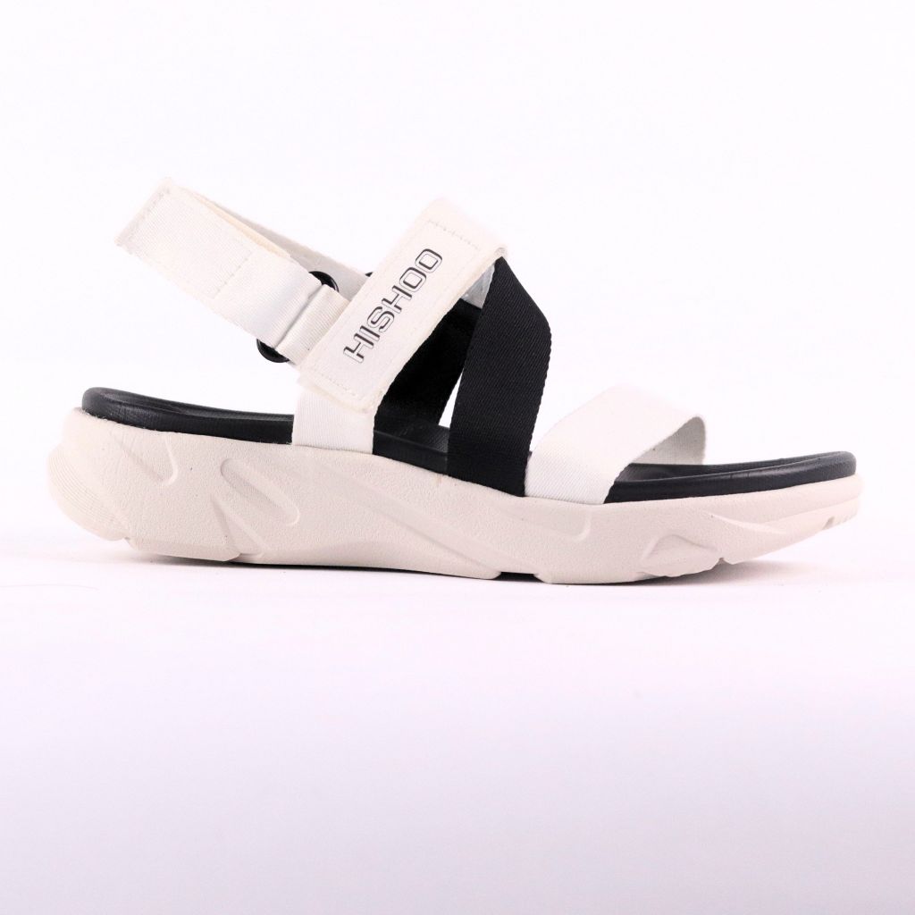 Giày Đi Học Sandal Đế Trắng Mặt Đen Quai Dù HISHOO F002