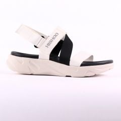 Giày Đi Học Sandal Đế Trắng Mặt Đen Quai Dù HISHOO F002