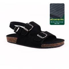Dép đế trấu Sandal birken 2 khoá da lộn HISHOO R102