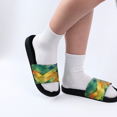 Dép quai ngang da bò In Hình Cầu Vồng Xanh HISHOO U113