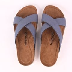 Dép đế trấu birken quai ngang chéo da lộn premium HISHOO H096