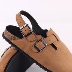 Dép đế trấu Sandal sục Boston Sandal quai ngang da lộn HISHOO R111
