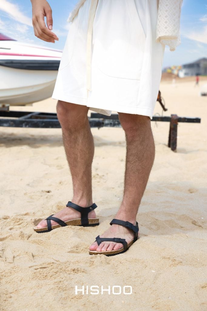 Dép đế trấu birken sandal quai ngang xỏ ngón premium HISHOO B118