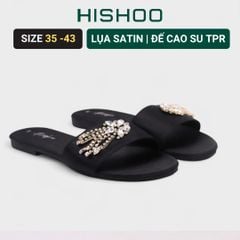 Dép Lê Nữ Đế Bệt Quai Ngang Đính Đá Có Bigsize HISHOO S086