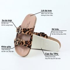 Dép đế trấu birken quai ngang 2 khoá Da hiếm HISHOO M093