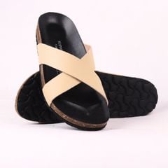 Dép đế trấu birken quai ngang chéo MẶT ĐEN HISHOO S096