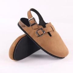 Dép đế trấu Sandal sục Boston Sandal quai ngang da lộn HISHOO R111